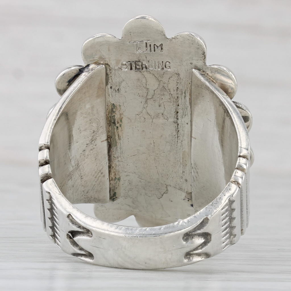 Vintage Thomas Jim Navajo Native American Flower Ring Sterling Silver Size 12.5