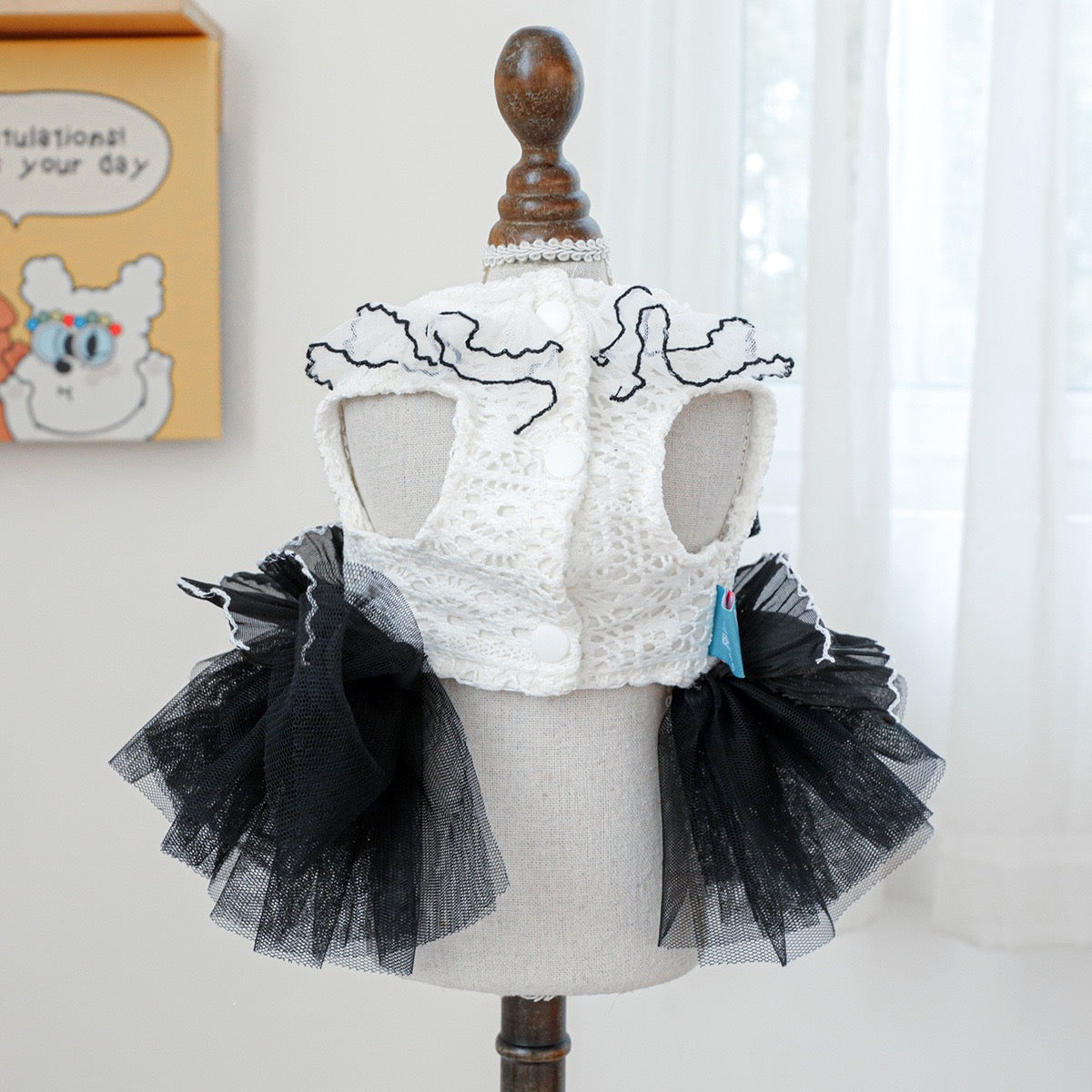 Black White Lace Dog Cat Princess Dress