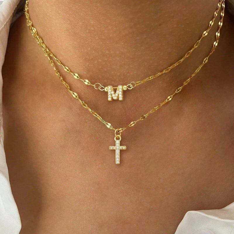 Elegant Minimalist Classic Style Cross Letter 201 Stainless Steel 304 Stainless Steel Copper Pendant Necklace