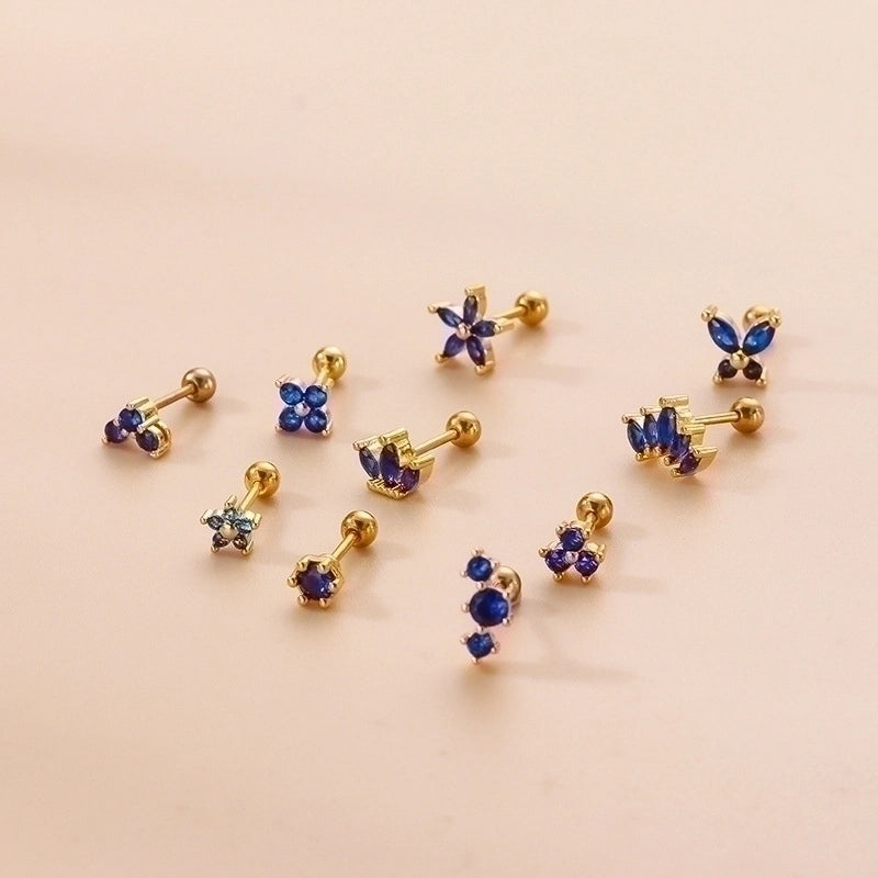 1 Piece Ear Cartilage Rings & Studs Fashion Flower 316L Stainless Steel  Copper Plating Inlay Zircon