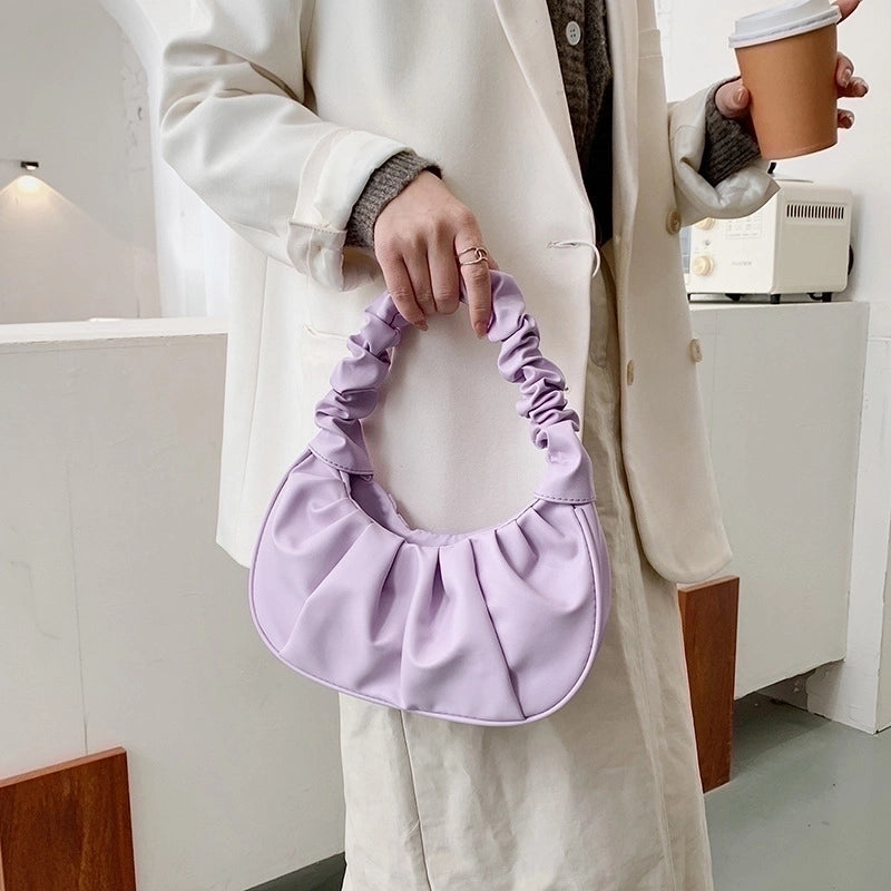 Solid Color Cloud Fold Single Shoulder Bag