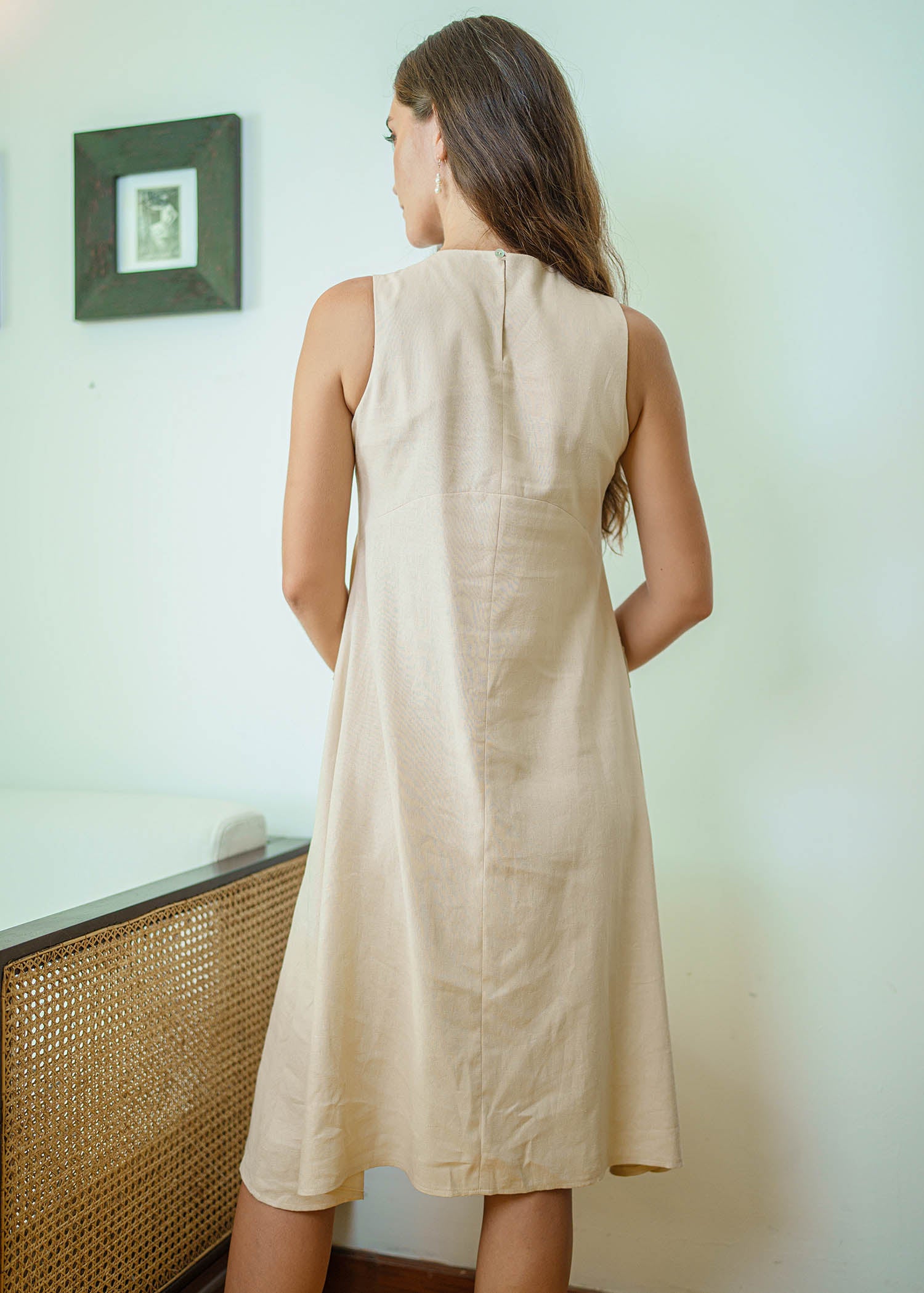 Sleeveless Dress With Flap Detail