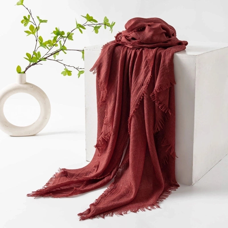 Women's Minimalist Solid Color Polyester Silk Scarf