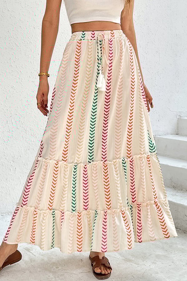 Fashion Printed Bohemian Panelled Skirt