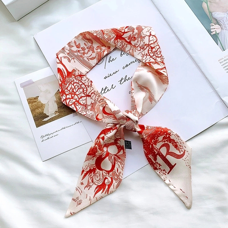 Women's Bohemian Letter Satin Printing Silk Scarves