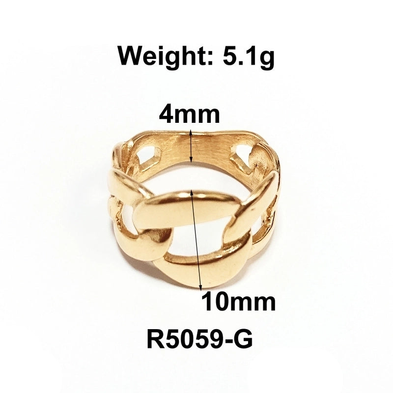 Fashion Solid Color 304 Stainless Steel Titanium Steel 18K Gold Plated Plating Rings