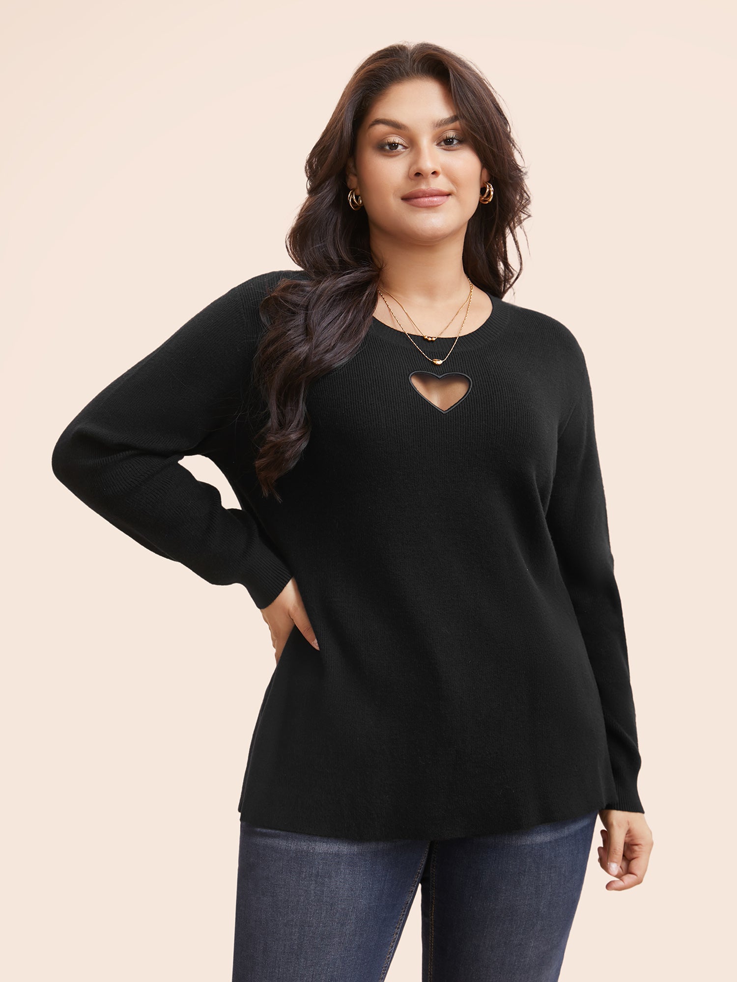 Supersoft Essentials Heart Embroidered Cut Out Pullover