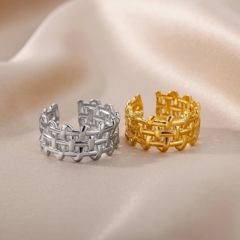 1 Piece Fashion Hexagram Stainless Steel Plating Open Ring
