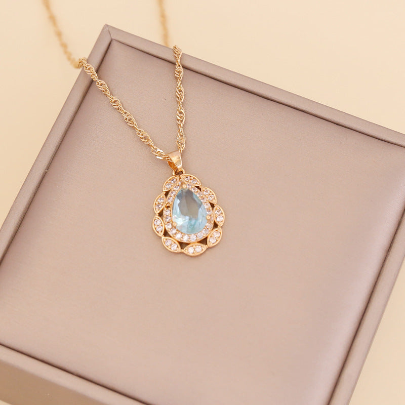 Women Chain  Droplet Glass Necklaces