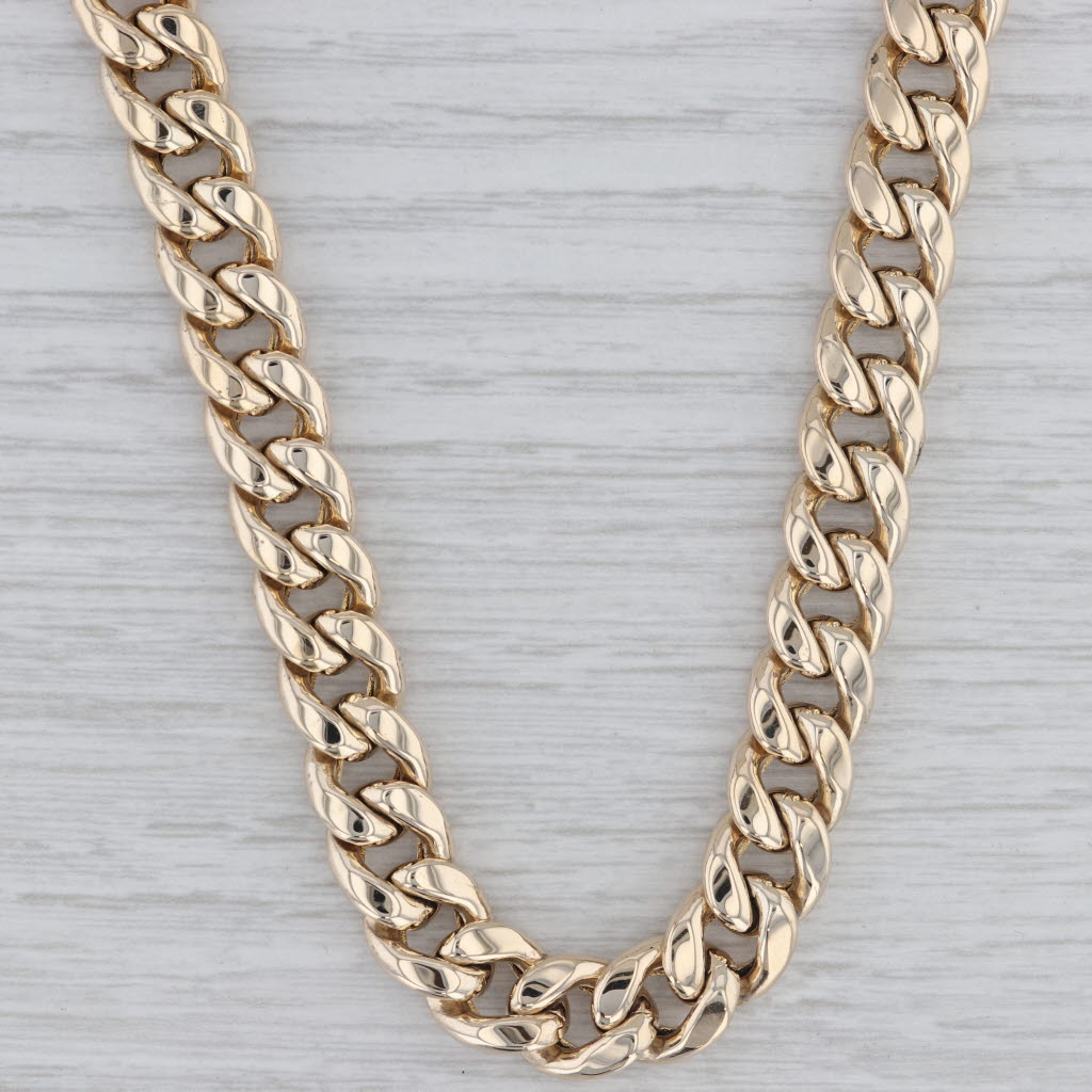 Cuban Curb Chain Necklace 10k Yellow Gold 22 9.6mm Italian