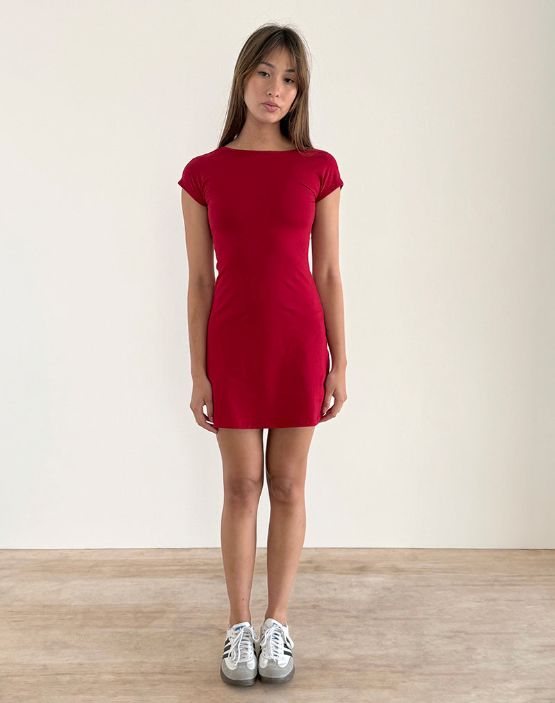 Wangi Backless Mini Dress in Adrenaline Red