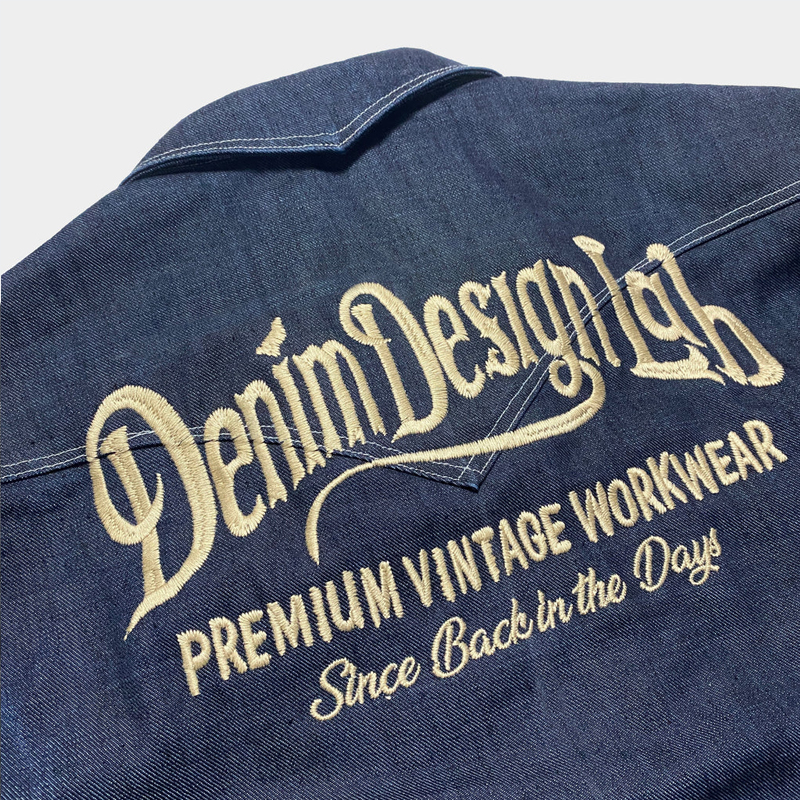 13OZ Indigo SINCE BACK IN THE DAYS Embroidered Denim 10-Pocket Jumpsuit
