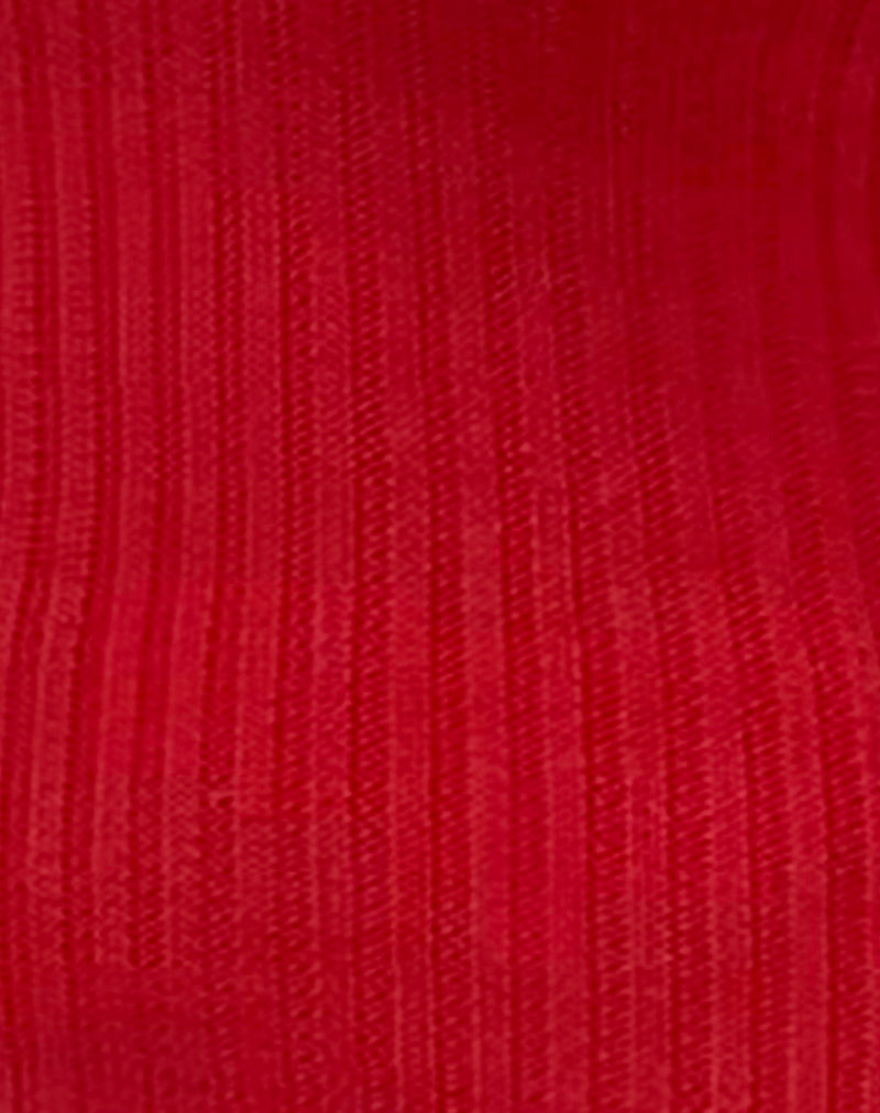Circe Off-Shoulder Long Sleeve Knit To in Red
