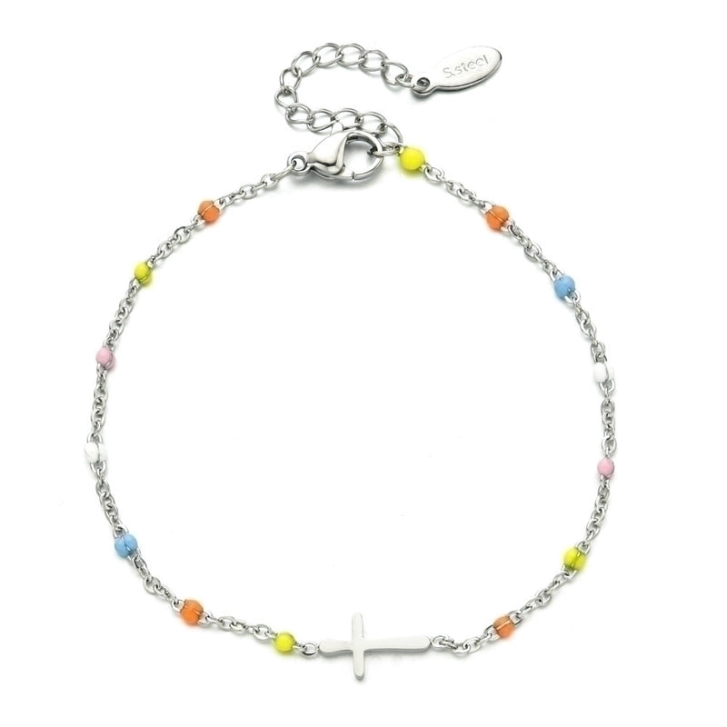 Minimalist Cross Stainless Steel Enamel Plating Bracelets