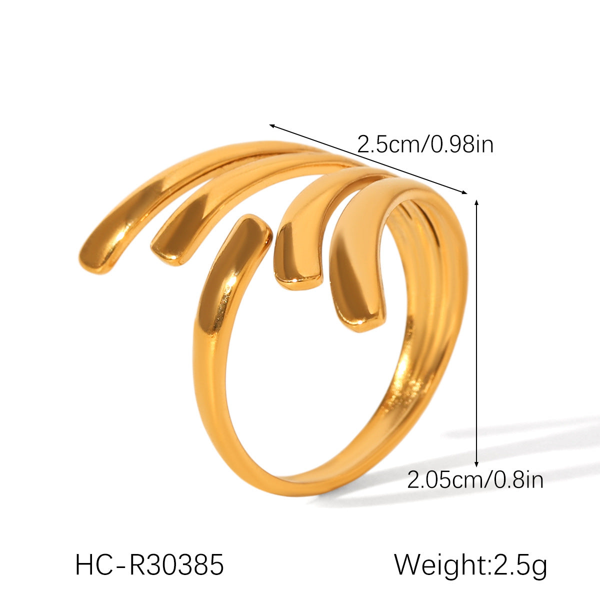 Ins Style Exaggerated Stainless Steel 18K Gold-Plated Ring Female Titanium Steel Ring Hand Jewelry