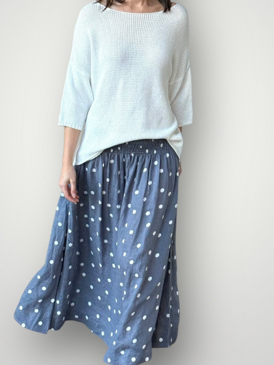 lulu skirt - grey spot linen