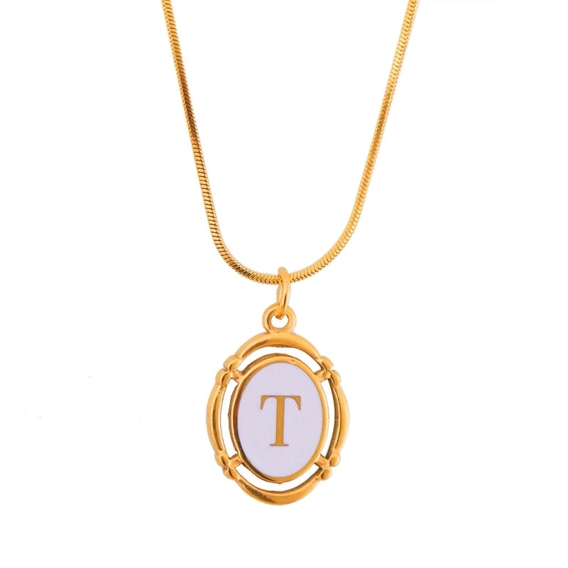 Stainless Steel Classic Style Stoving Varnish Plating Letter Pendant Necklace
