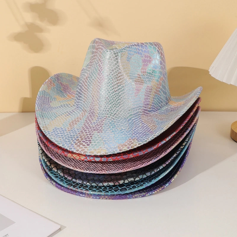 Women's Hip-Hop Japanese Style Cowboy Style Snakeskin Big Eaves Wide Eaves Fedora Hat