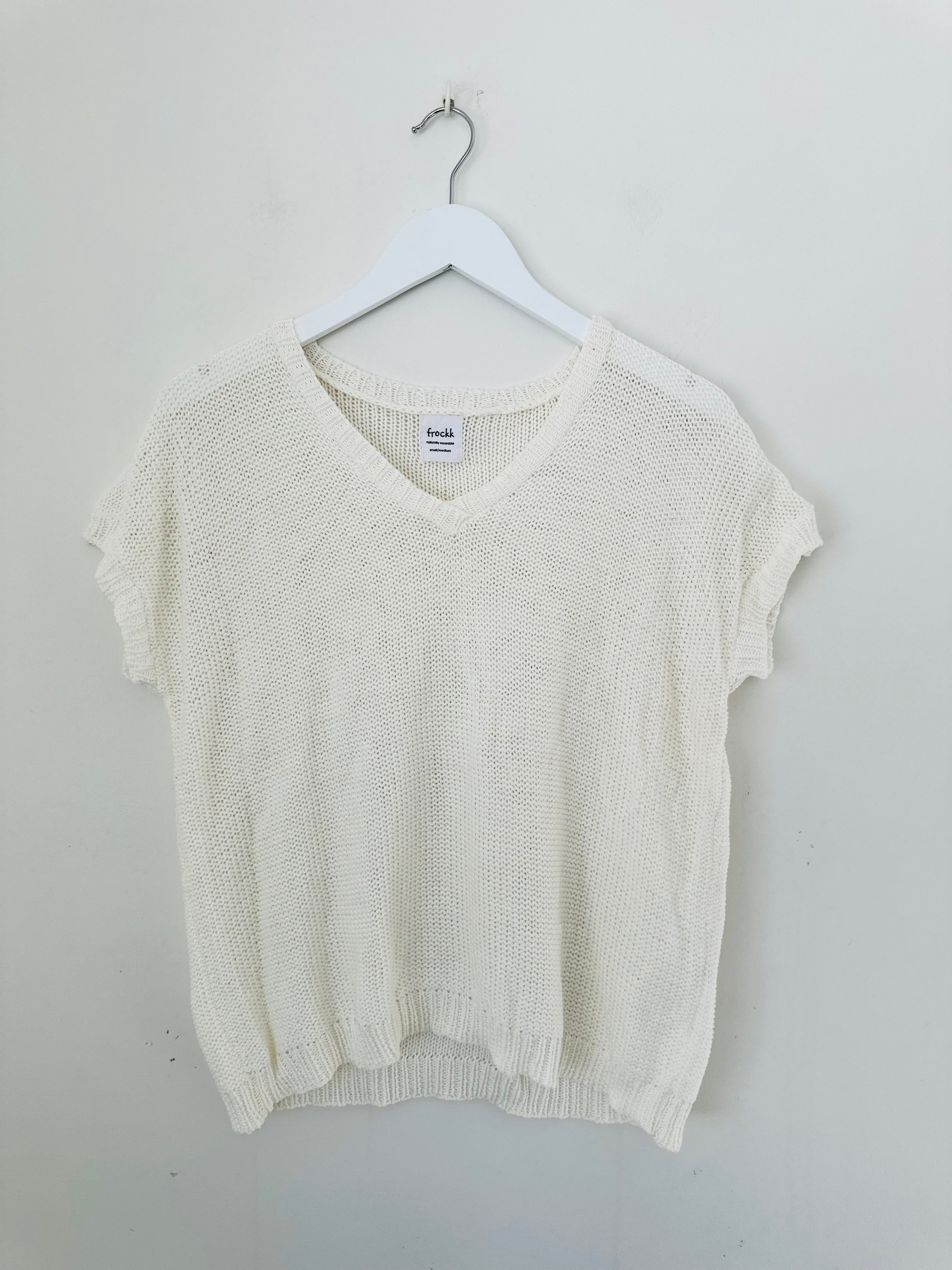 lara knit top - warm white cotton