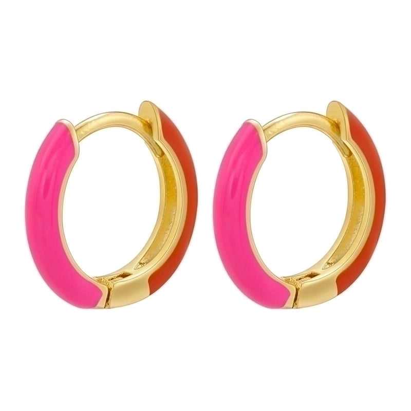 1 Pair Basic Minimalist Circle Round Enamel Plating Copper 18k Gold Plated Hoop Earrings