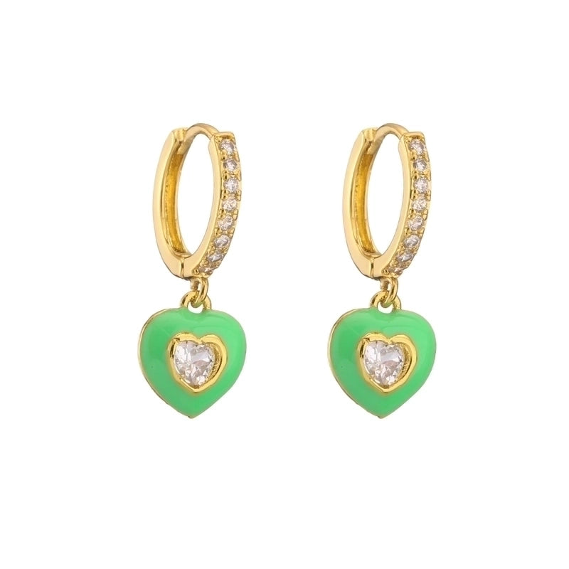 Cute Heart Plating Copper Zircon Copper Earrings