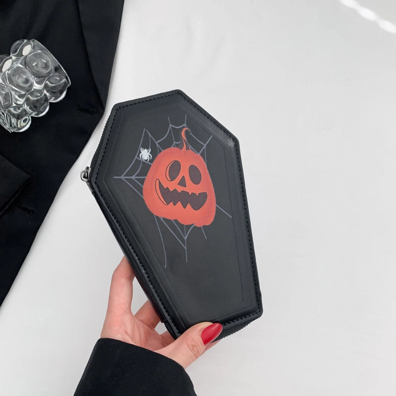 Halloween Women's Pu Leather Printing Vintage Style Square Zipper Clutch Bag
