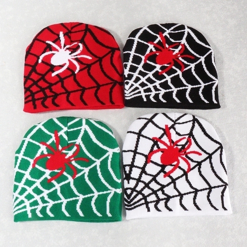 Unisex Hip-Hop Vintage Style Spider Spider Web Eaveless Wool Cap