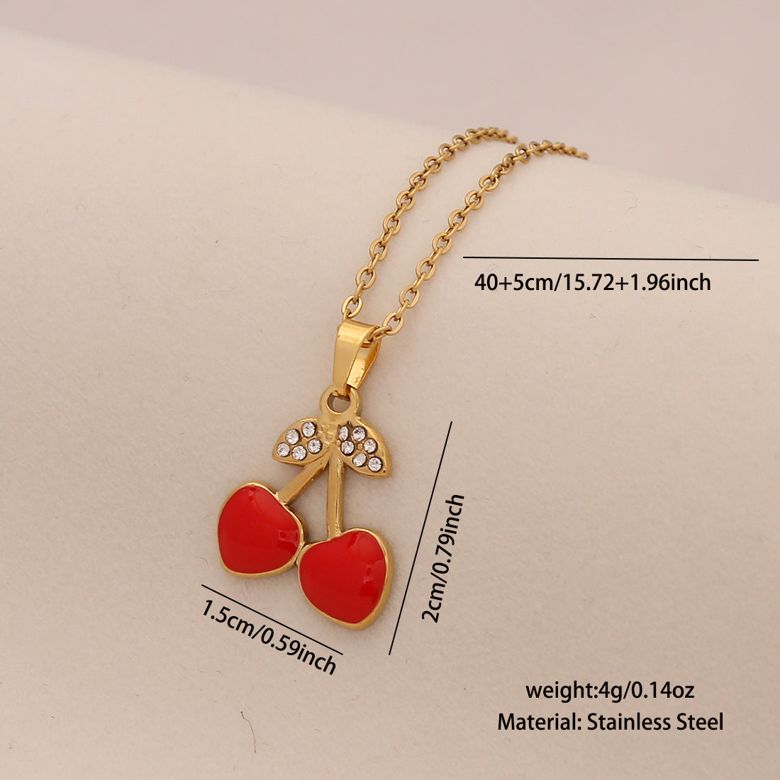 Fruit Series Cherry Strawberry Pendant Necklace Titanium Steel Banana Apple N1570