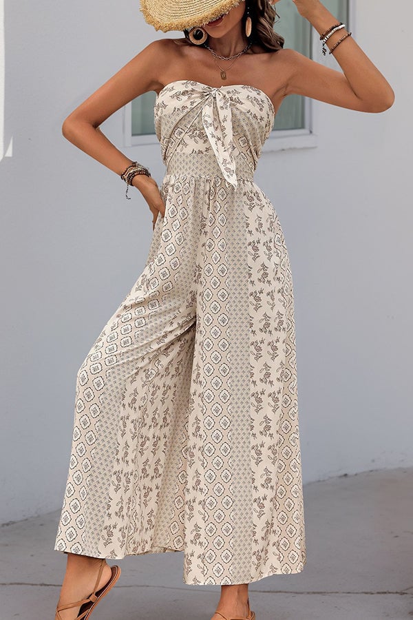 Fashion Bandeau Printed Casual Jumpsuit