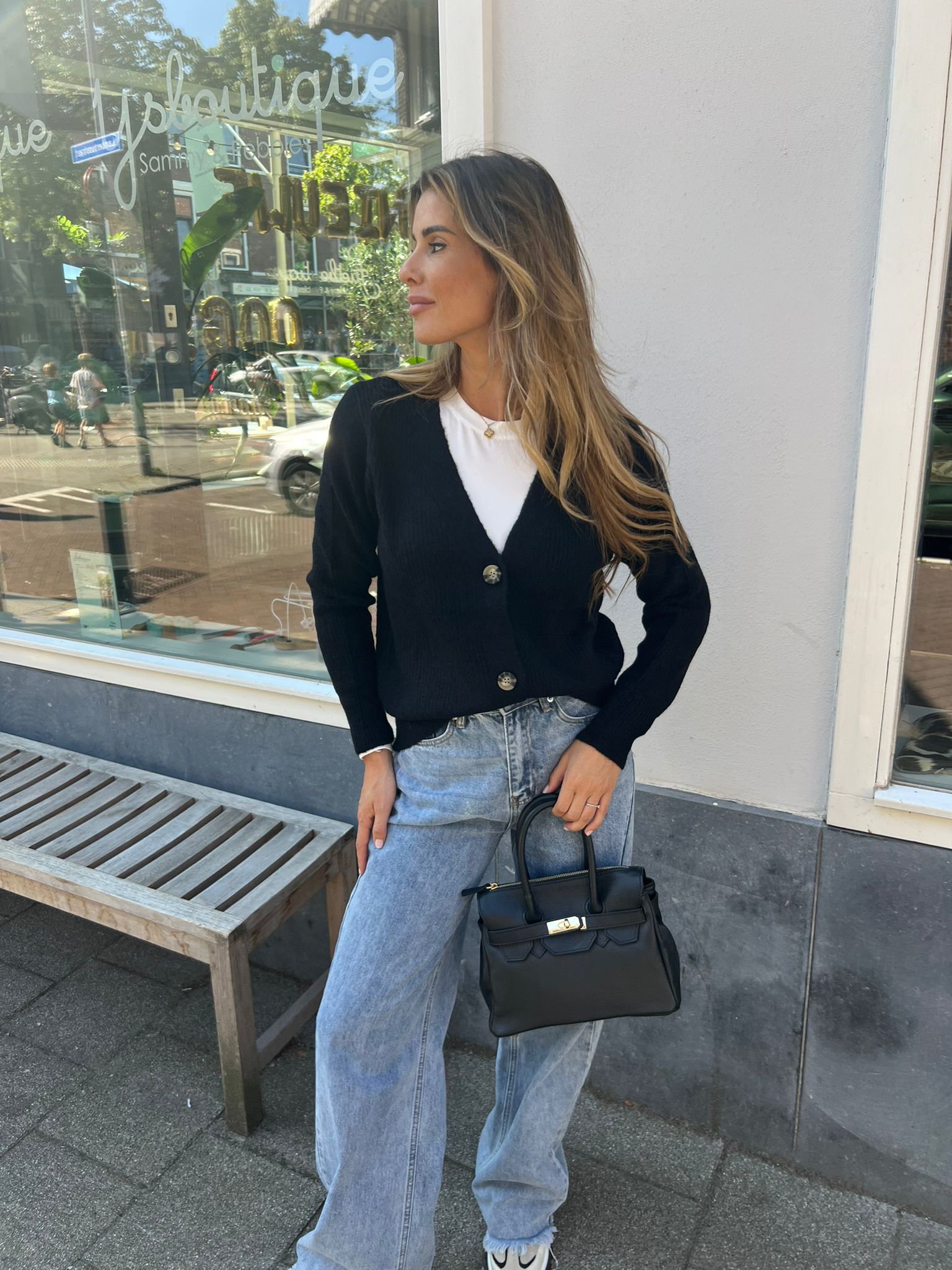 Basic Anna vest knoop Black