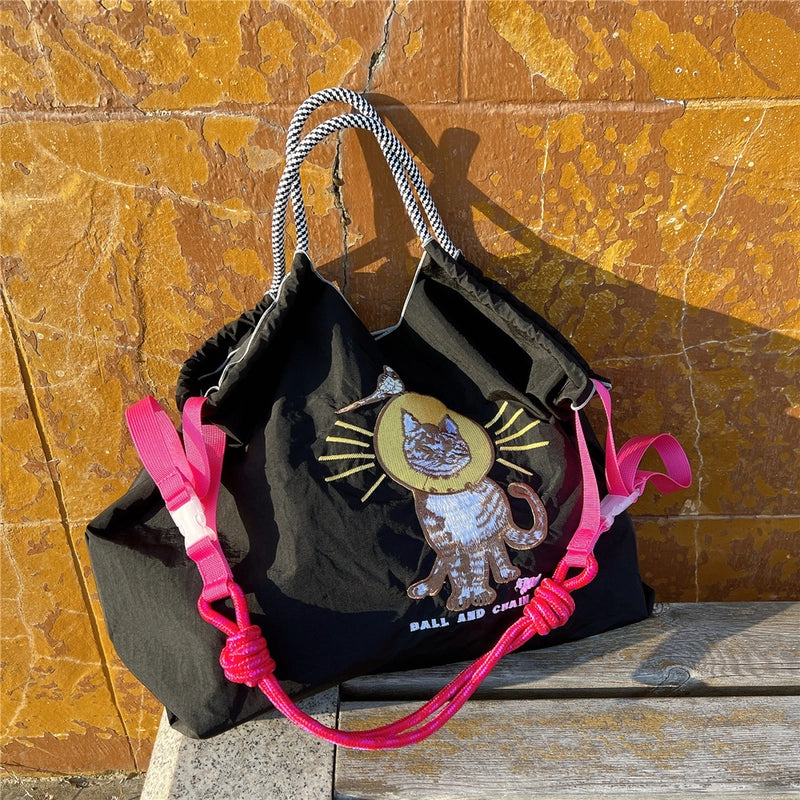 Women's Medium Polyester Animal Plant Streetwear Square Open Shopping Bags