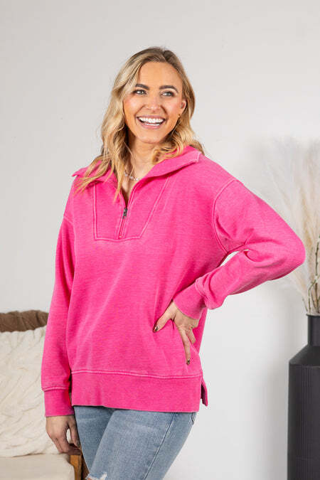 FINAL SALE⚡6 Packs for $24.95⚡ - Cozy Campfire 1/4 Zip Pigment Dyed Pullover (Multiple Colors)