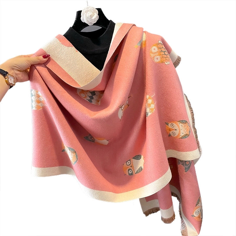 Women's Cute Sweet Owl Polyester Shawl