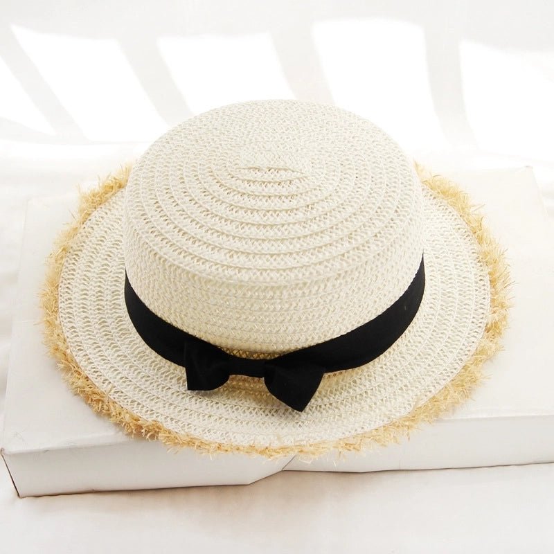 Women's Vacation Beach Solid Color Flat Eaves Straw Hat
