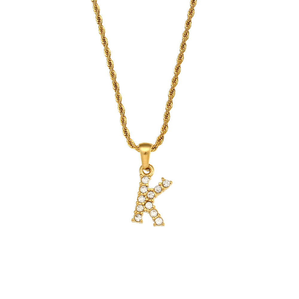 Fashion Round Number Text Letter Stainless Steel 18K Gold Plated Necklaces