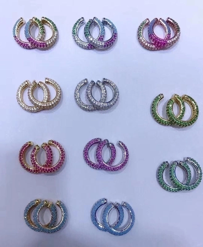Fashion Geometric Plating Copper Zircon Copper Earrings