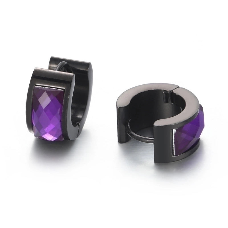 1 Pair Minimalist U Shape Plating Inlay Titanium Steel Glass 18K Gold Plated Earrings