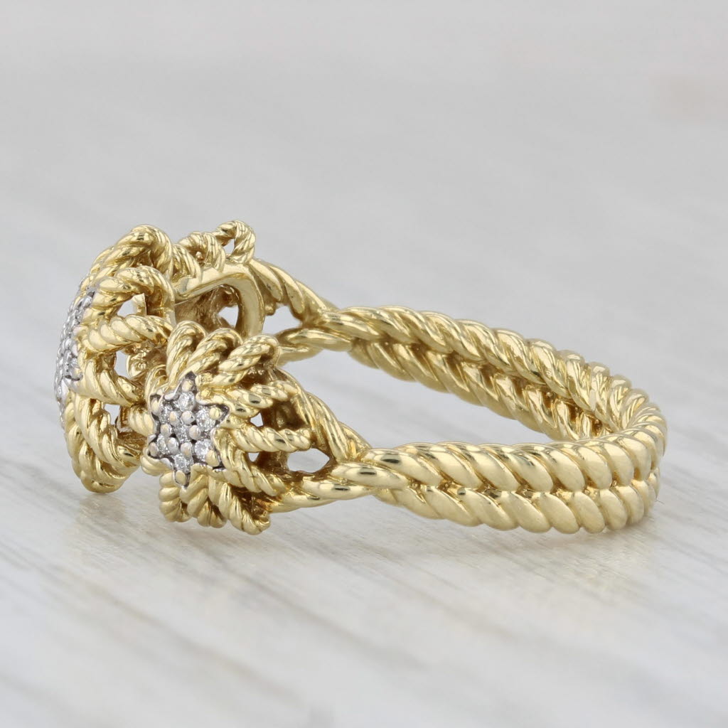 0.10ctw Diamond Pave Starbursts Ring 18k Yellow Gold Size 6.75