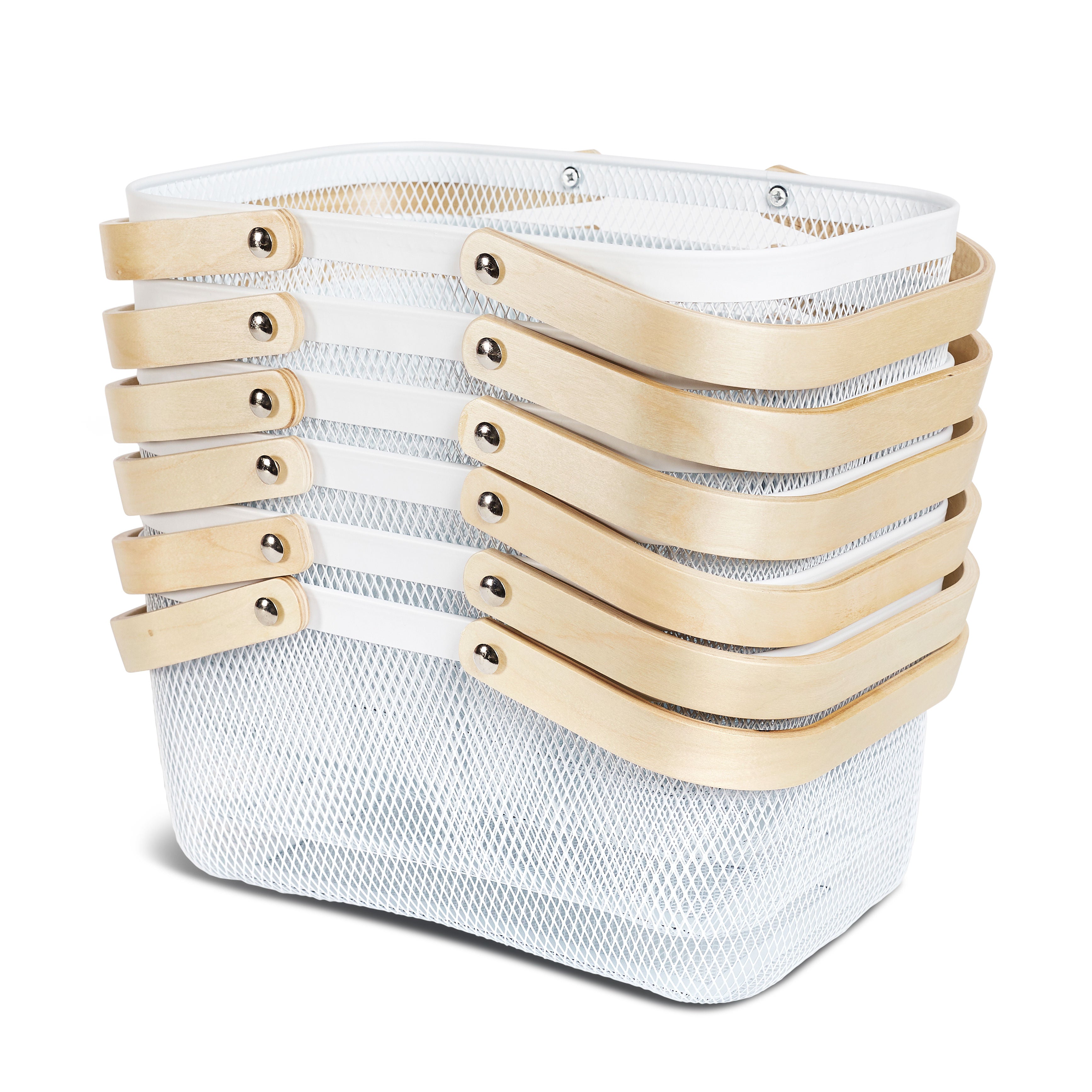 Mesh Storage Basket - 6 Set White