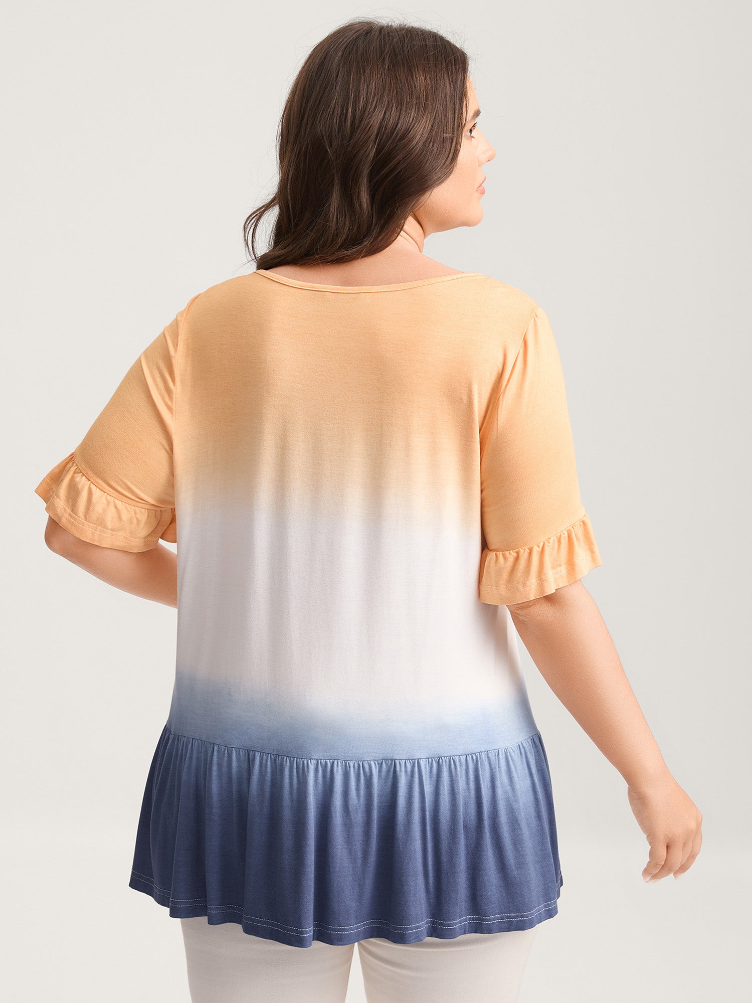 Rayon Ombre Tiered Hem Top