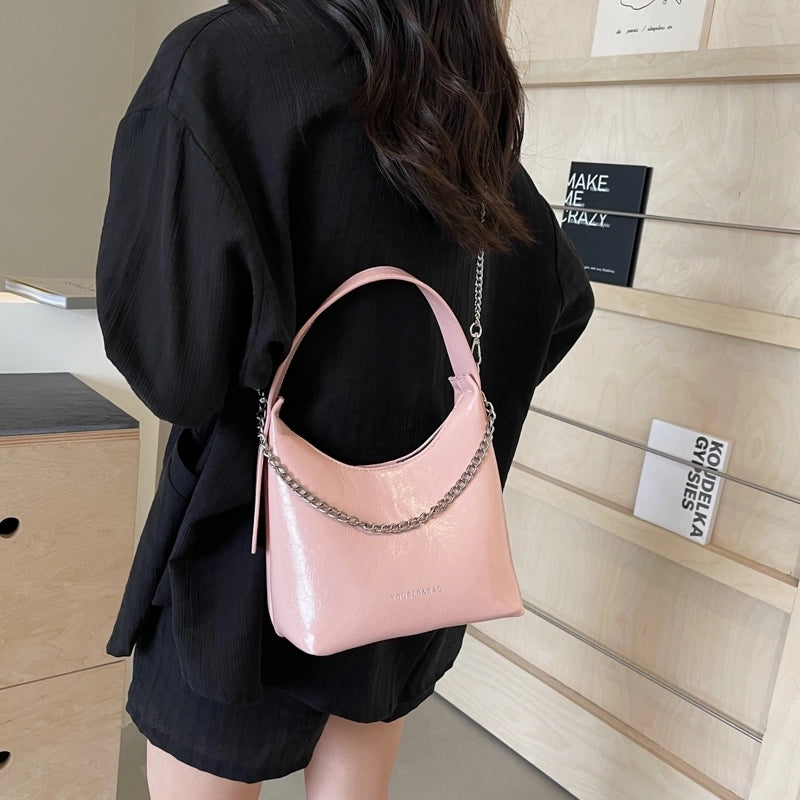 Women's Medium Pu Leather Solid Color Classic Style Streetwear Sewing Thread Pillow Shape Magnetic Buckle Crossbody Bag