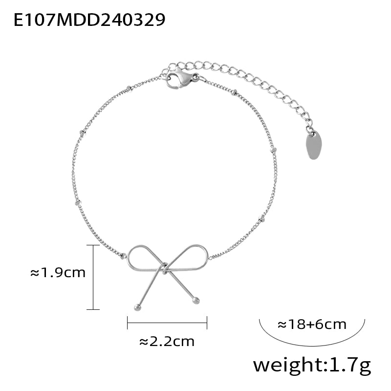Casual Minimalist Commute Bow Knot 304 Stainless Steel 18K Gold Plated Plating Bracelets Necklace