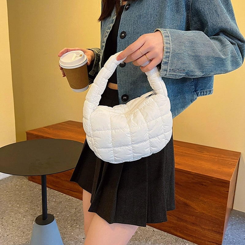 Autumn And Winter Mini Cloud Handbag Korean Style New Down Cotton-padded Underarm Bag Bubble Elastic Handbag
