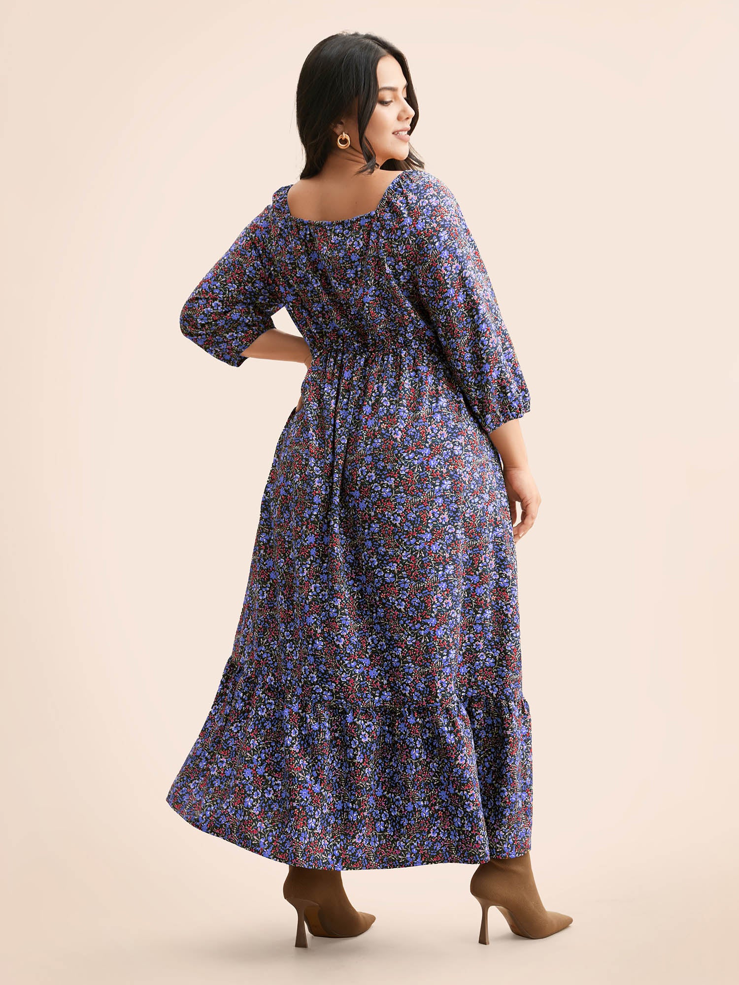 Ditsy Floral Woven Ribbon Maxi Dress