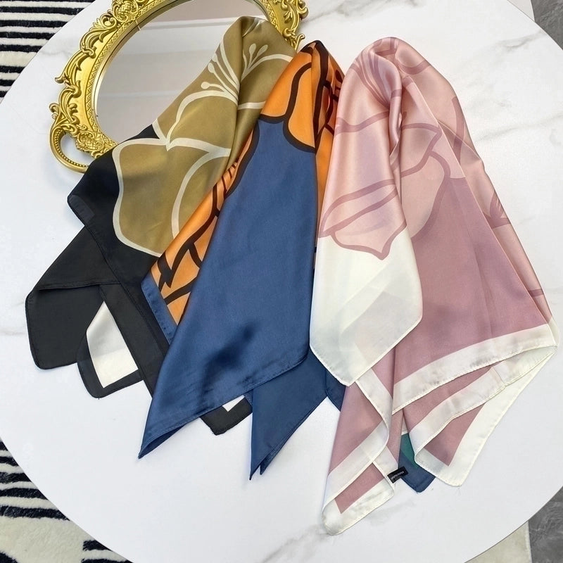 Women's Elegant Flower South  Satin Silk Scarves