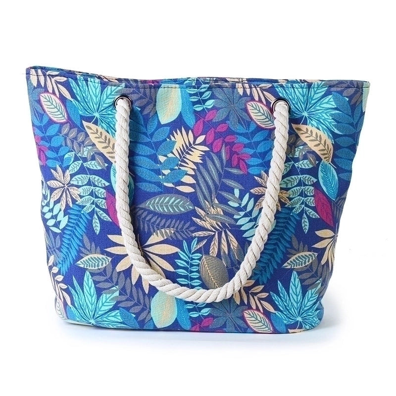 Women's Large Canvas Geometric Vintage Style Open Shoulder Bag
