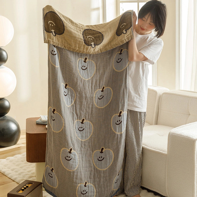 Class A Cotton Gauze Cover Blanket Cotton Jacquard Four-Layer Gauze Bath Towel Sofa Nap Blanket Multifunctional Children's Bags Quilt