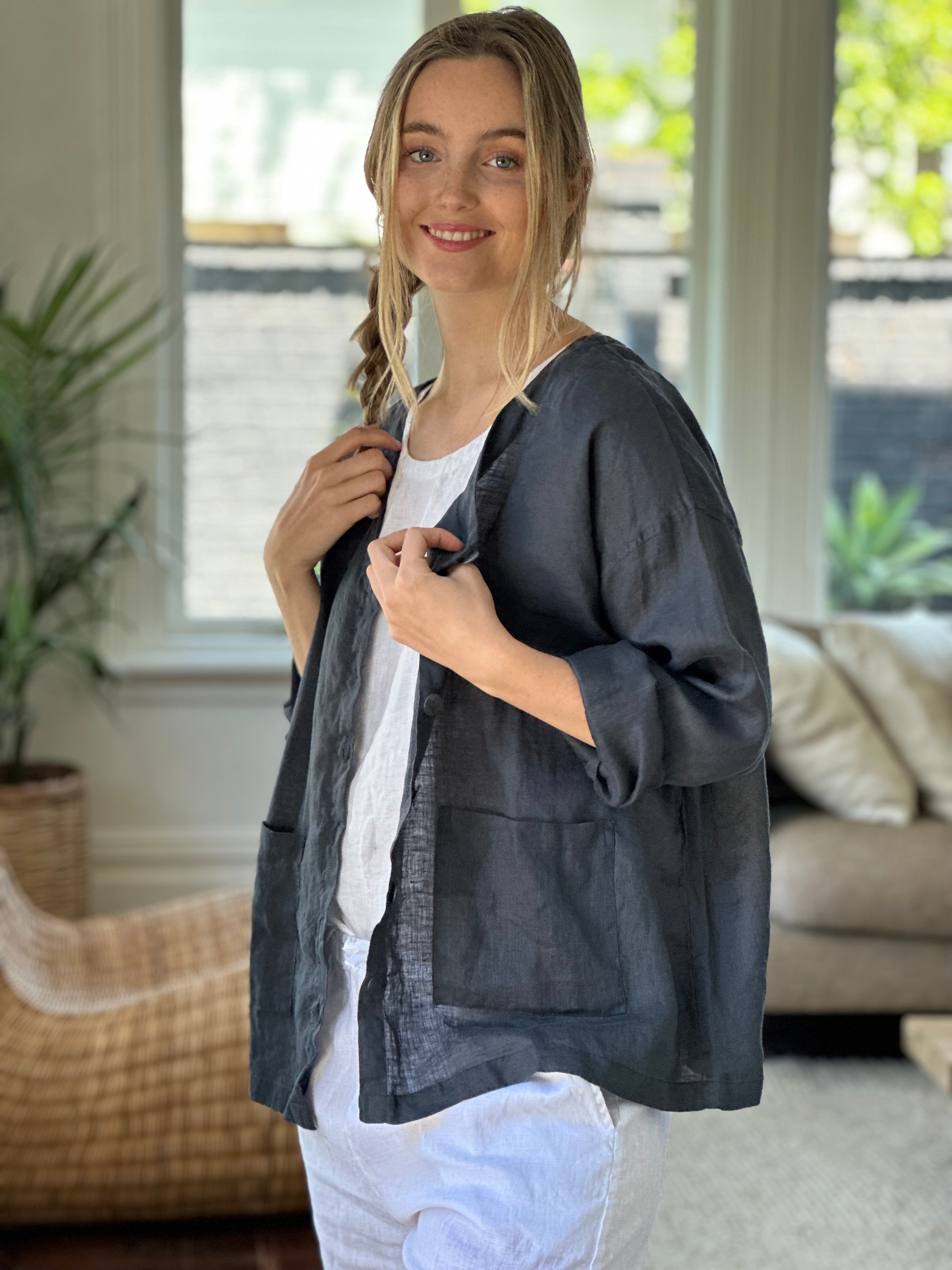 jamie jacket - charcoal linen