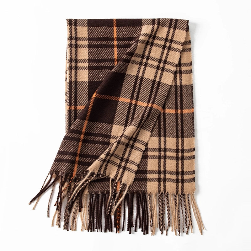 Artificial Cashmere Scarf Autumn And Winter Check Pattren Couple Student Scarf Elegant Plaid Long Tassel Shawl High Sense