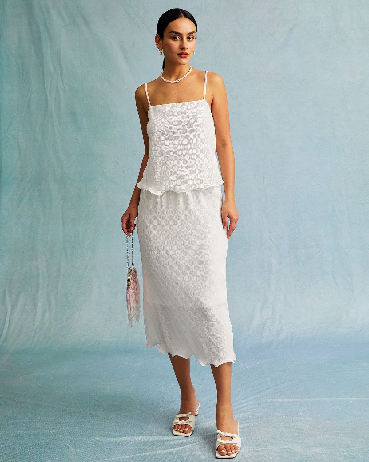 The White Water Ripple Textured Hem Cami Top